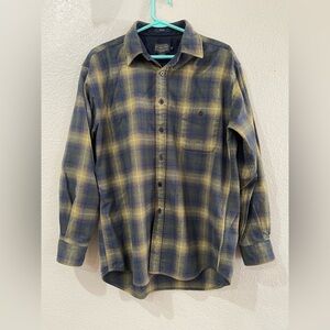 Pendleton 1966 trail shirt shadow plaid button down flannel shirt elbow-patch